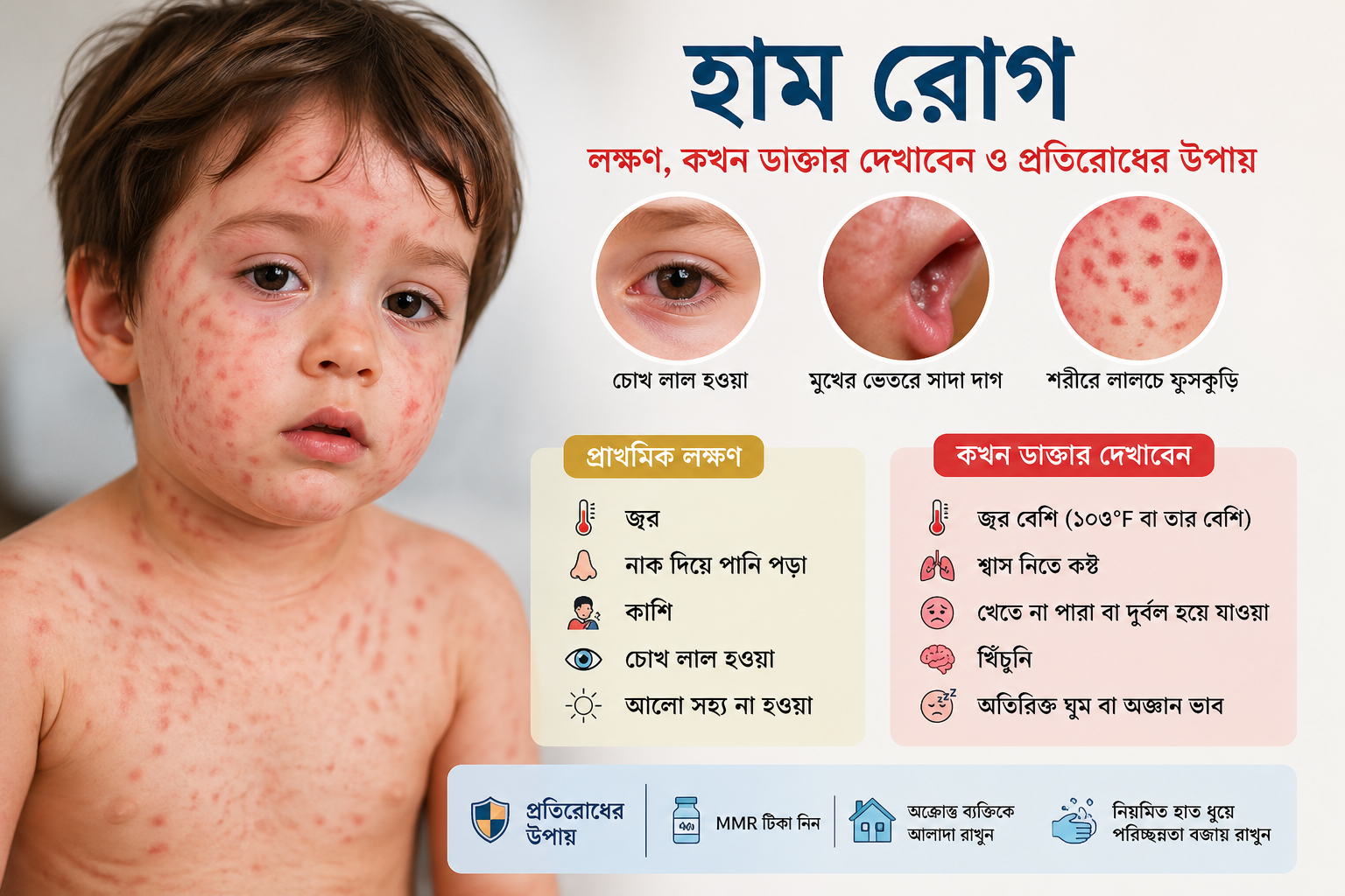 হাম রোগ কি? লক্ষণ, চিকিৎসা ও কখন ডাক্তারের কাছে যাবেন